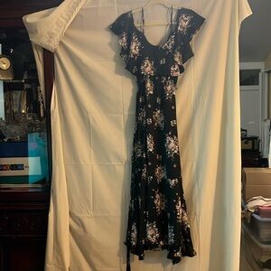 Black with pink flowers dress